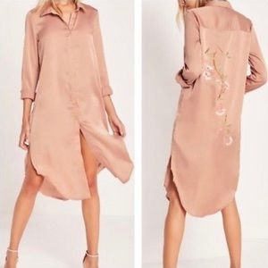 Missguided Nude Embroidery Back Shirt Dress